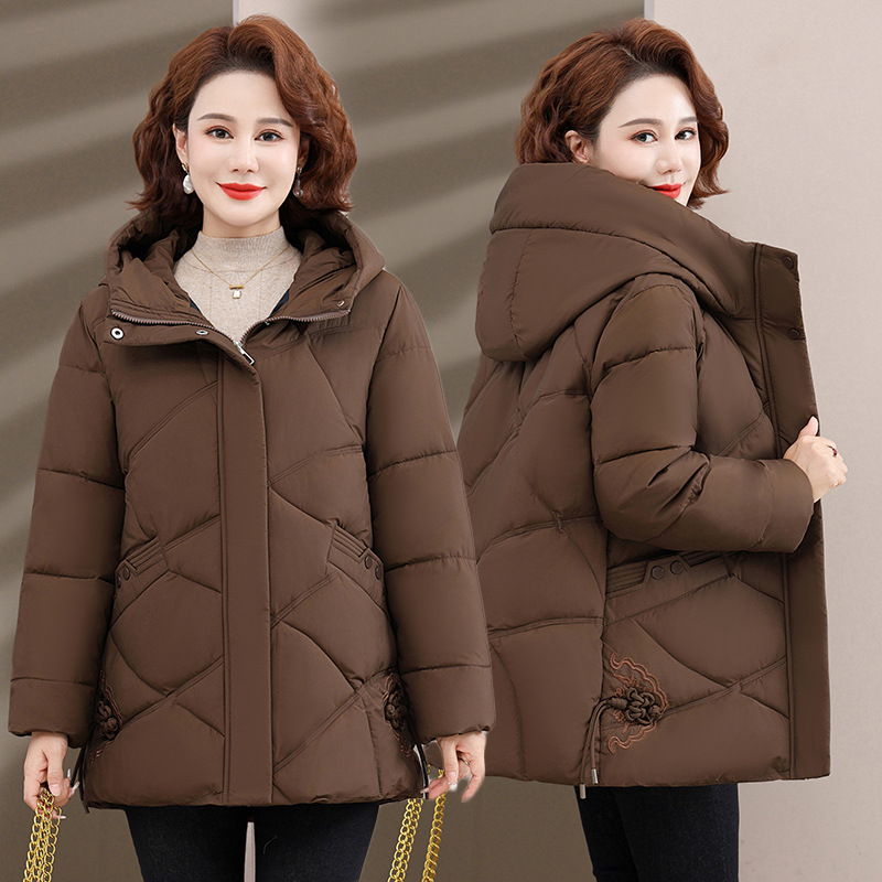 Mother Down Cotton-padded Coat Winter 새로운 중년 및 노인 여성복 할머니의 가을 및 겨울 코트 플러스 사이즈 따뜻한 면화 코팅