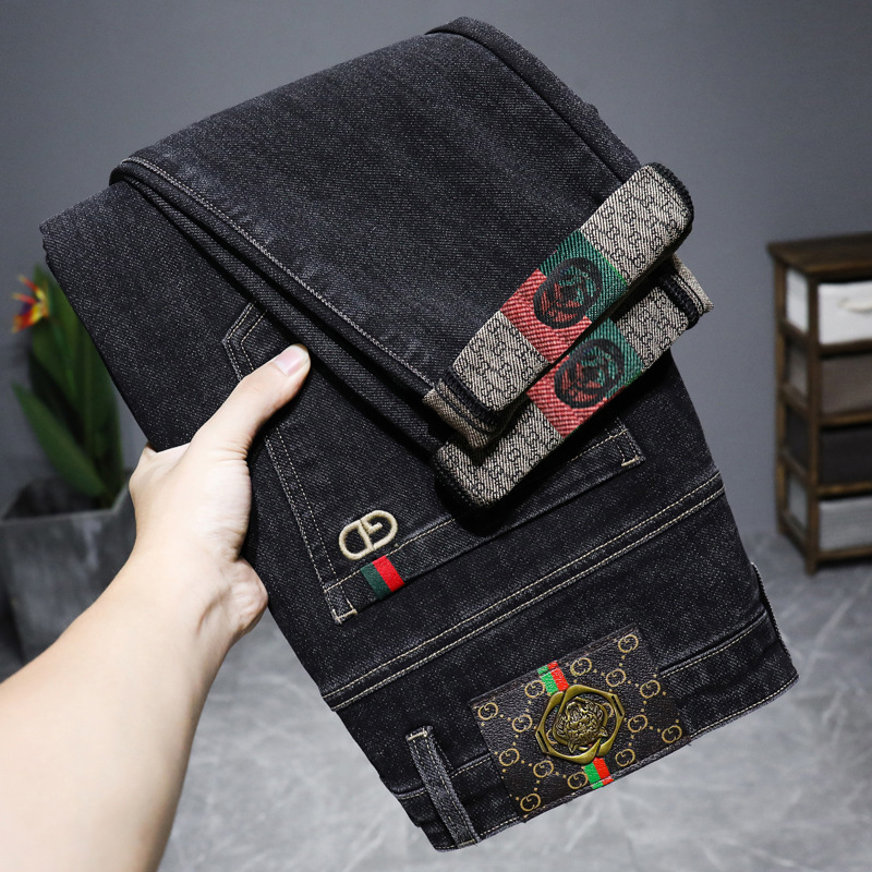 European and American Fashion Brand Xintang Jeans Men's Slim Fit Small Feet Trend Versatile Long Pants Spring & Fall Thick Denim
