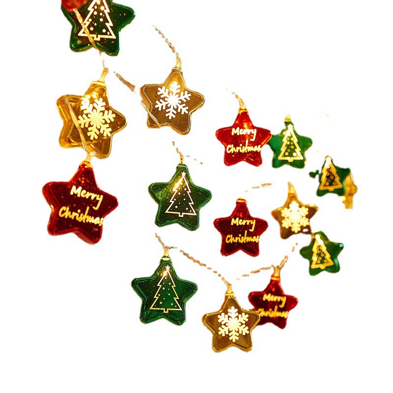 Un árbol de Navidad decoraciones de Navidad estrellas coloridas bola de vestir props colgantes colgantes string de lámparas