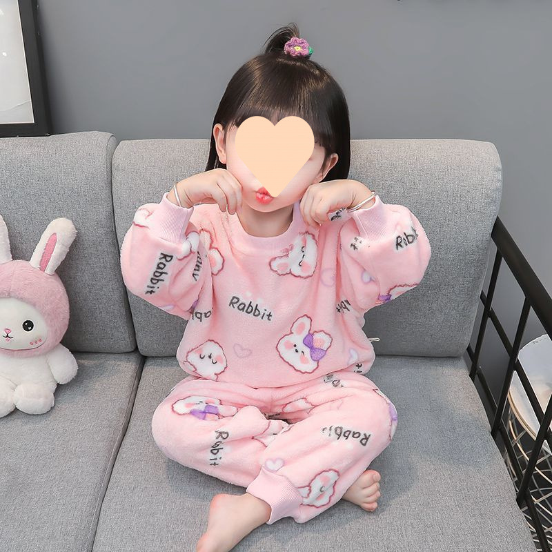 Flannel demi-season children's fleece split coral velvet pijama