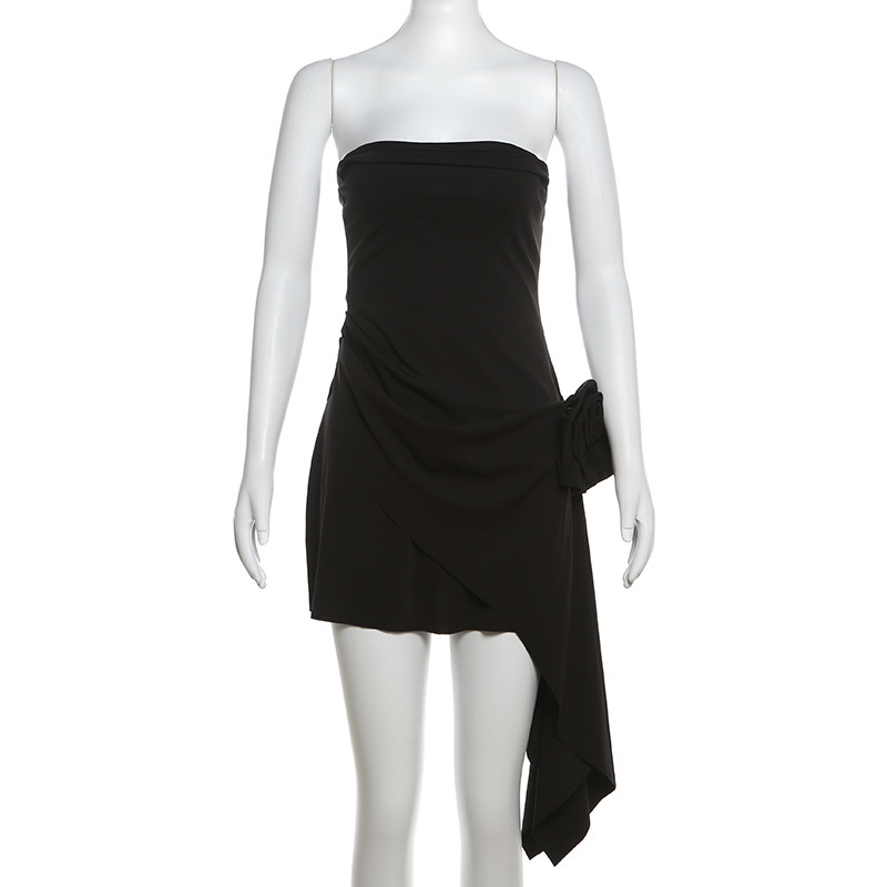 Slim Fit Type Wholesale Women's Sexy Backless Solid Color Holiday Strapless Sleeveless Sheath Dress