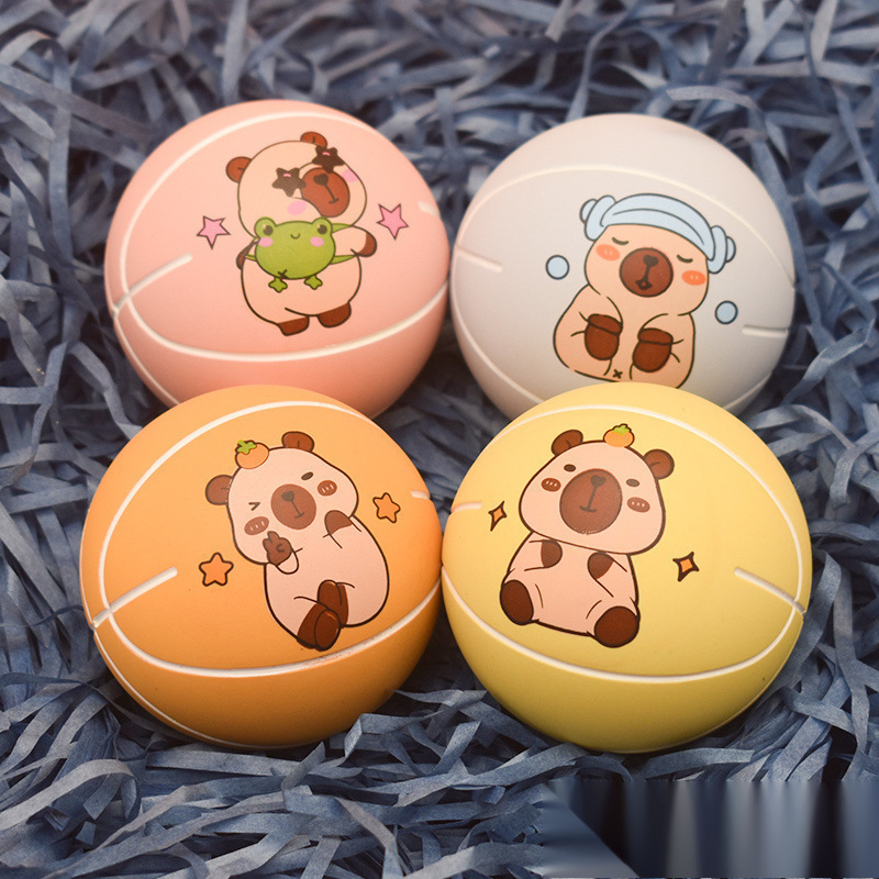 Mini Elastic Basketball Frame High Elastic Rubber Ball Decompression Racket Ball Kidsren's Toy High Elastic Rubber Hollow Ball