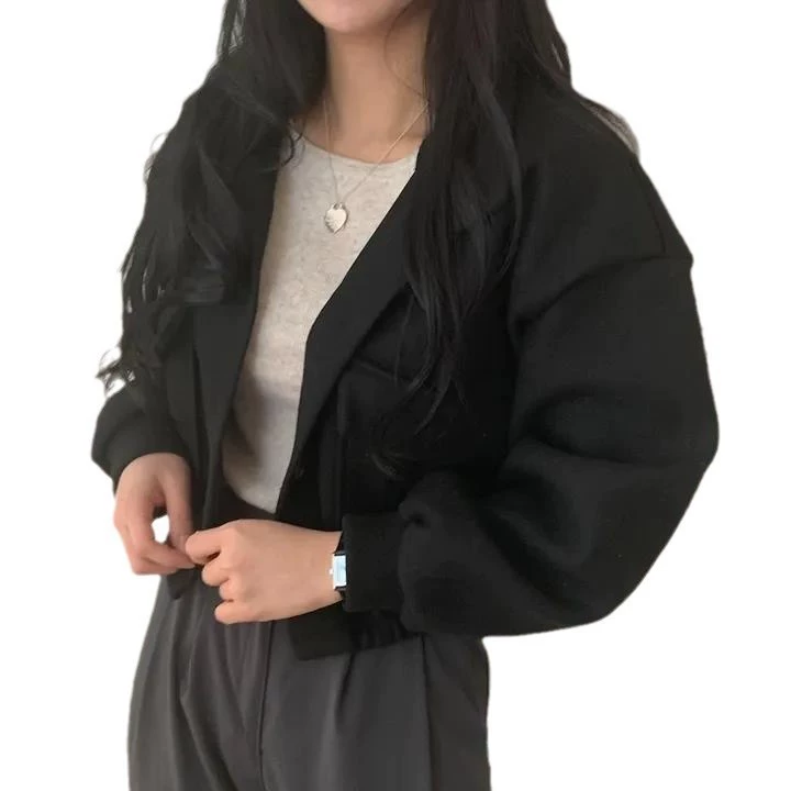 Jacket, short long-sleeve, woolen coat, Korean style, oversize