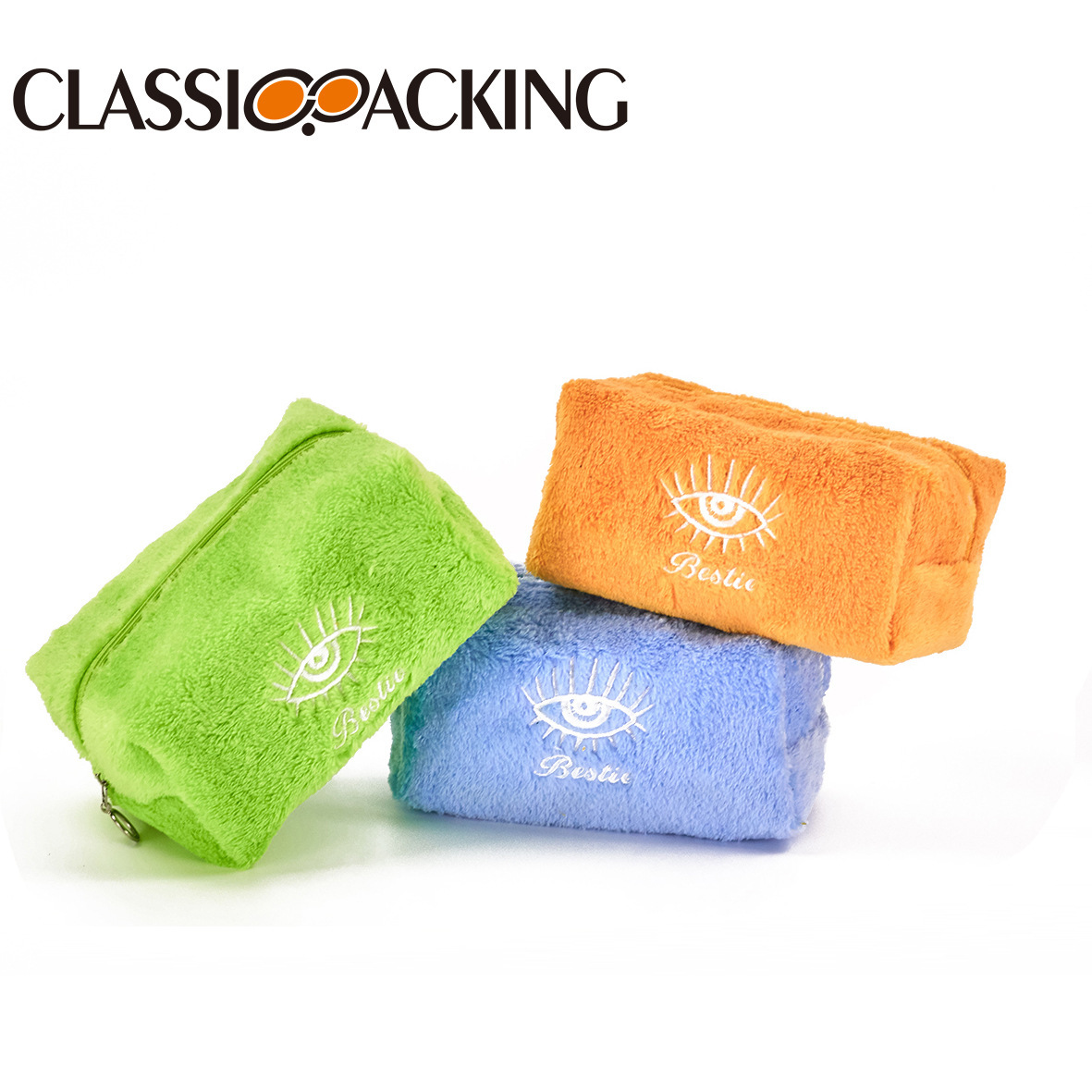 Estilo japonés ins 2025 nueva bolsa de cosméticos de felpa, capacidad simple, bolsa de almacenamiento multifuncional, LOGO imprimible