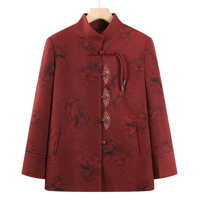 2025 новая бабушка весенний топ среднего и пожилого возраста женский национальный стиль куртка мама костюм старушка осенняя одежда