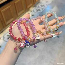 新款爆花水晶网红彩色手链女超仙森系学生手ins 韩版约手串饰品