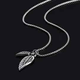 新款复古天使翅膀羽毛项链坠男女气质百搭情侣百搭吊坠项链饰品