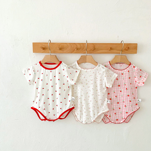Baby Summer Thin Packing Clothes Newborn Clothes Floral Baby Girl Jumpsuit Summer Hundred Days Knitted Harness