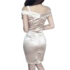 Elastic Satin Off the Shoulder Hanging Strap Wrapped Hip Dress