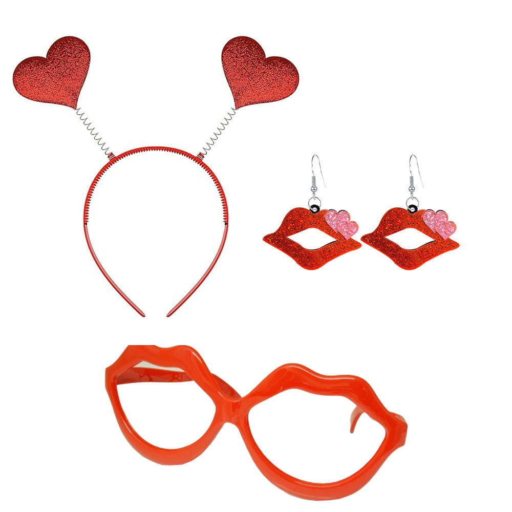 Ventas transfronterizas calientes del día de San Valentín amor cinturón de cabeza ins red moda esquinilla roja amor cinturón de cabello decoración de vacaciones