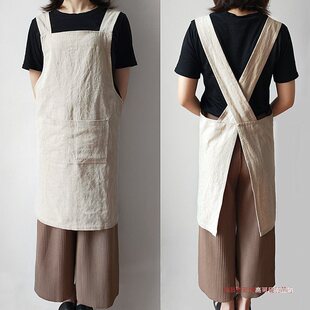 Children's apron studio logo printing calligraphy overalls kindergarten clay class clothes straps painting clothes sleeveless apron