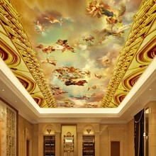 欧式奢华教堂宫殿壁纸油画天顶天花板墙纸壁画3d酒店KTV客厅壁画