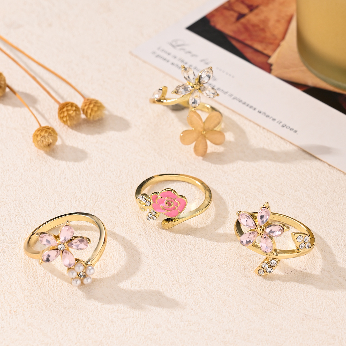 Stackable Plain Band And Tiny Cubic Zirconia Ring Set In Minimalist European Style. Perfect For Work, Daily And Casual Wear. Hypoallergenic And Tarnis_voghion.com