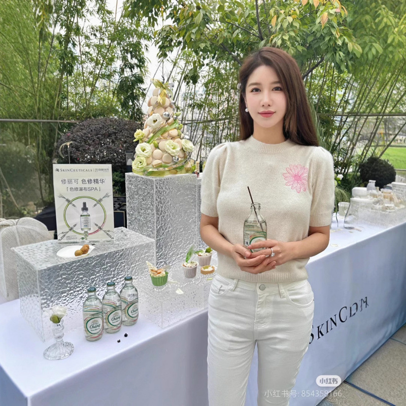 跨境外贸小皱菊菊花Mardi新款马海毛羊毛混纺渐变色女款针织短袖