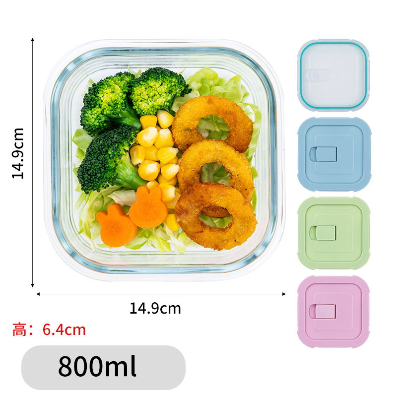 Fiambrera de vidrio, lonchera de aislamiento, caja de conservación separada, caja de bento, caja de frutas, horno microondas, estudiante de oficina, mujer