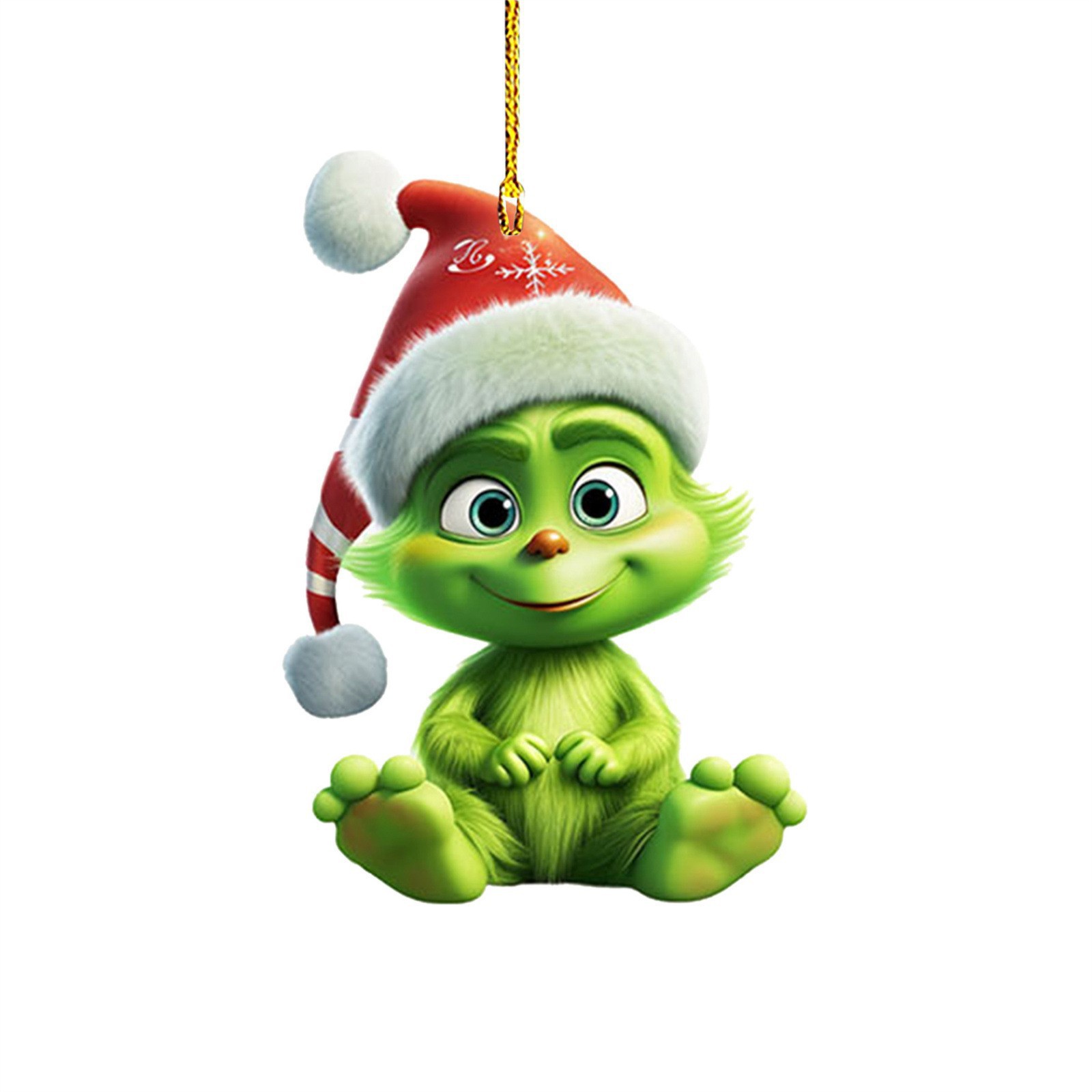 Nuevo producto transfronterizo: Colgante de coche de dibujos animados de hombreito verde para niños, decoración para árbol de Navidad y hogar.
