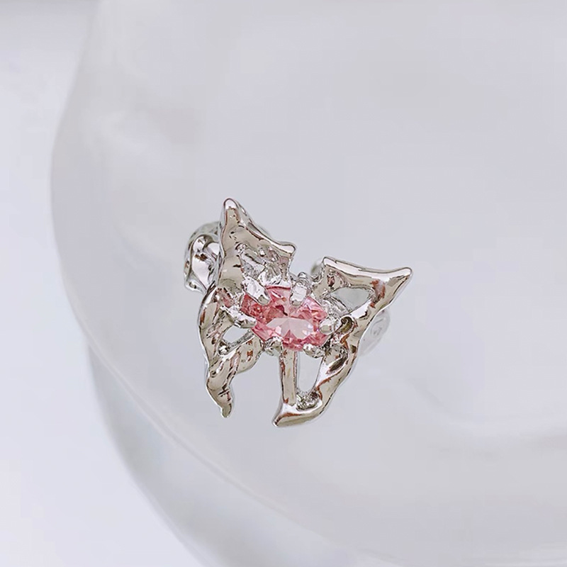 Wholesale Sweet Geometric Heart Shape Bow Knot Copper Plating Inlay Zircon Open Rings display picture 16