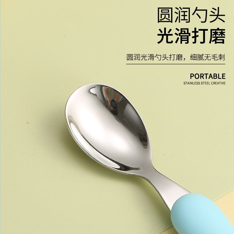 母婴儿童餐具套装辅食勺卡通恐龙训练学习虎口筷子叉勺便捷一套装|undefined