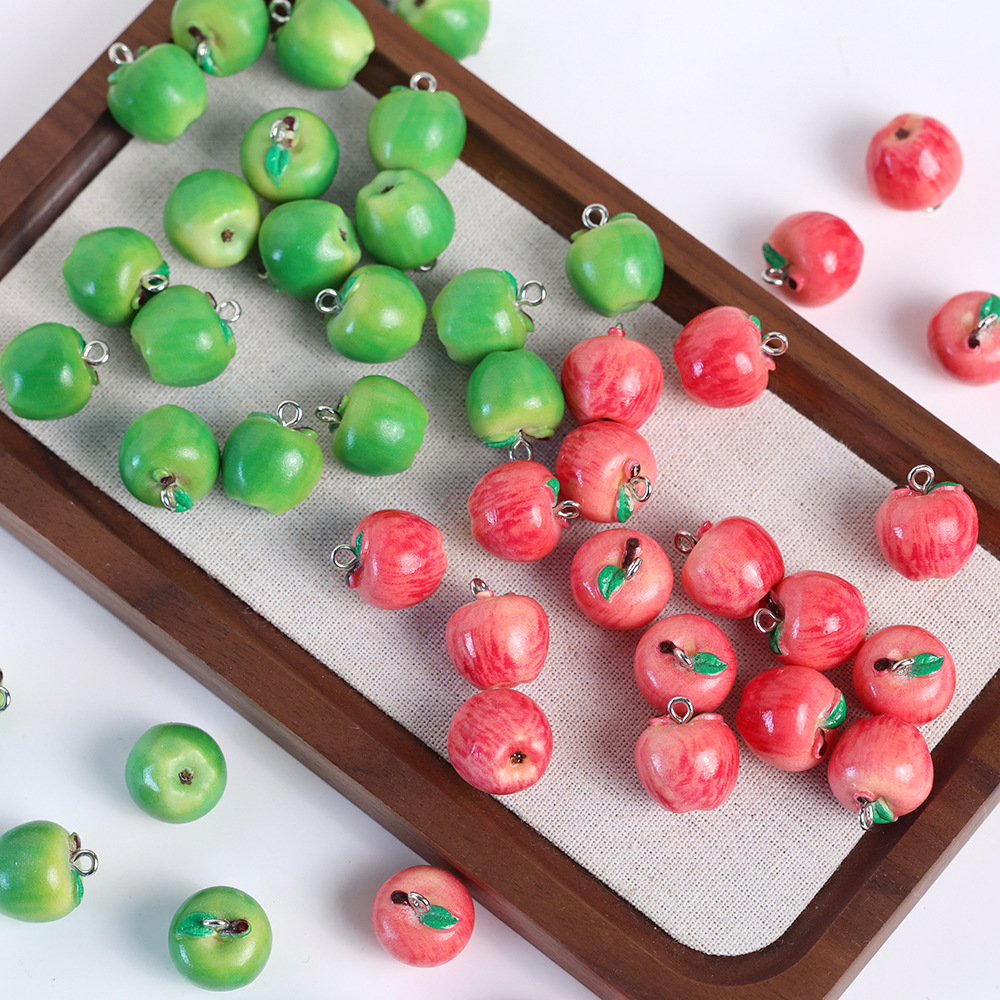仿真迷你写实水果青红苹果立体珠子 diy手工串珠手链项链挂件散珠