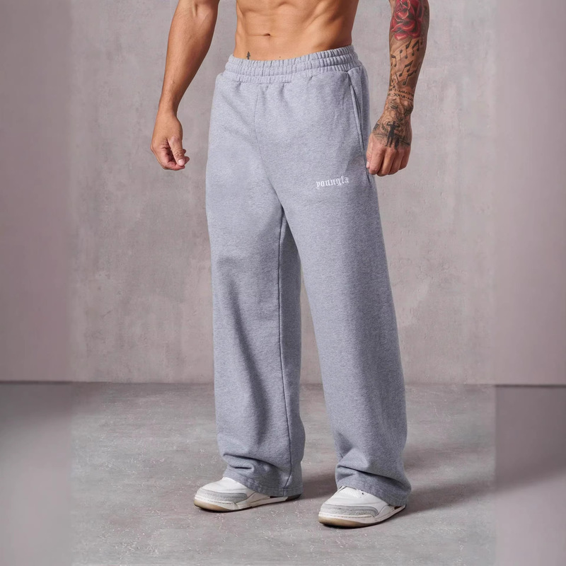 Youngla New American-Style Men's Sports Pants Jogging Muscle Fitness Embroidered Straight-Leg Casual Long Pants
