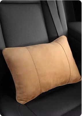 Headrest: New Energy Vehicle Headrest - suede-cognac-color-lumbar-support