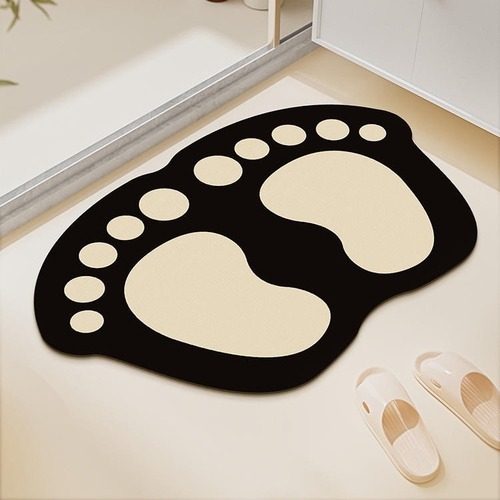 Cartoon bathroom mat, bathroom water-absorbing diatomaceous earth anti-slip foot mat, toilet door irregular fast-drying dirty-resistant mat