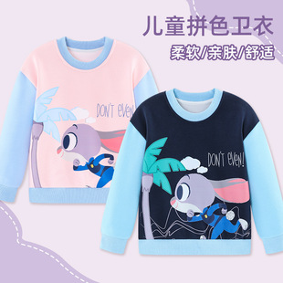 Judy Police Officer Girls' Spring and Autumn New Sweatshirt Round Neck Pullover Children's Thin Casual Cartoon Printed Top Fashion