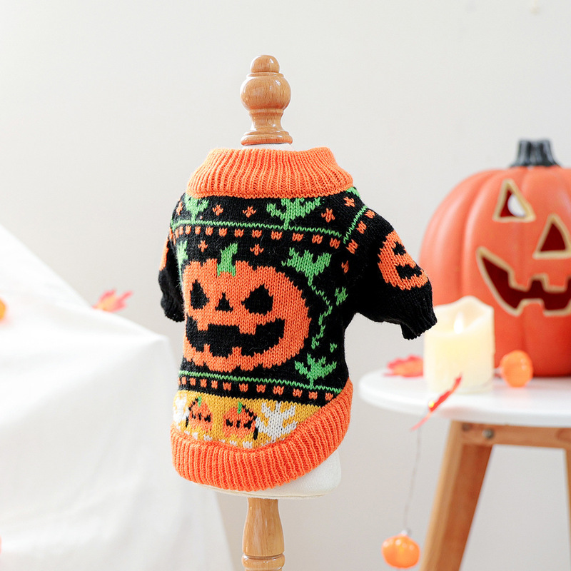 2025 秋冬ハロウィンペット服犬服猫服コスチュームドレスアップ衣装カボチャハロウィンセーター|undefined