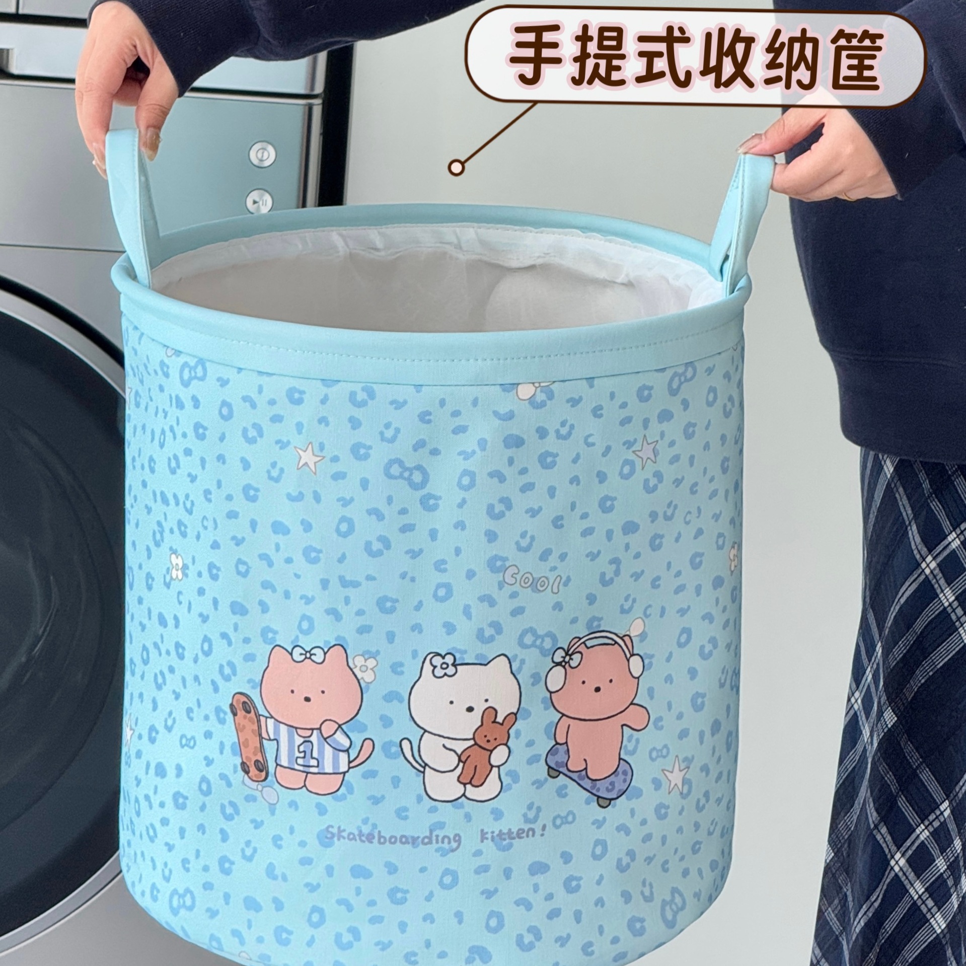 Cesta de ropa sucia portátil plegable dormitorio gato cesto de ropa sucia de alto valor de tela encantadora casa cesto de almacenamiento de ropa sucia