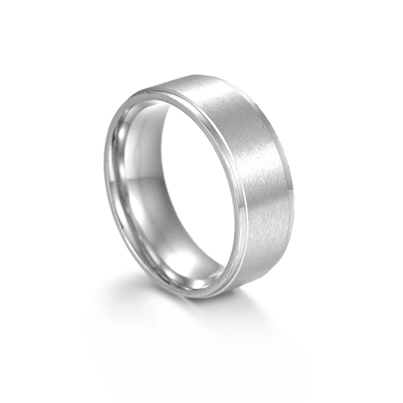 Silver, Black Color European And American Cross-border Wholesale Matte Black Plated Stainless Steel Simple Fashion Ring