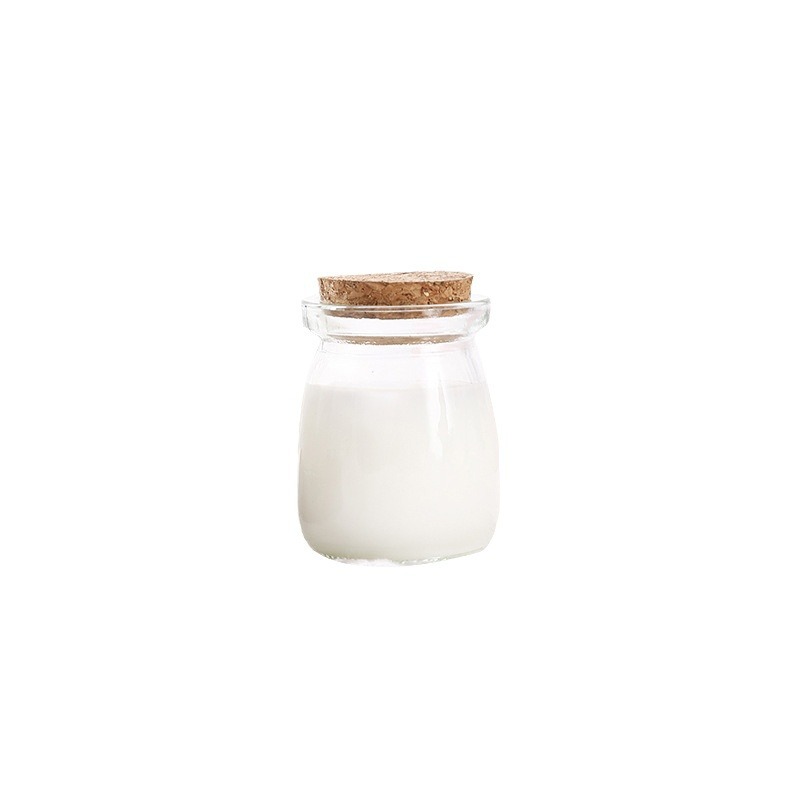 Botella de pudín de tapa de madera de bayoneta de 100ml jarra de vidrio transparente resistente a altas temperaturas gelatina de doble piel sellada latas de alimentos