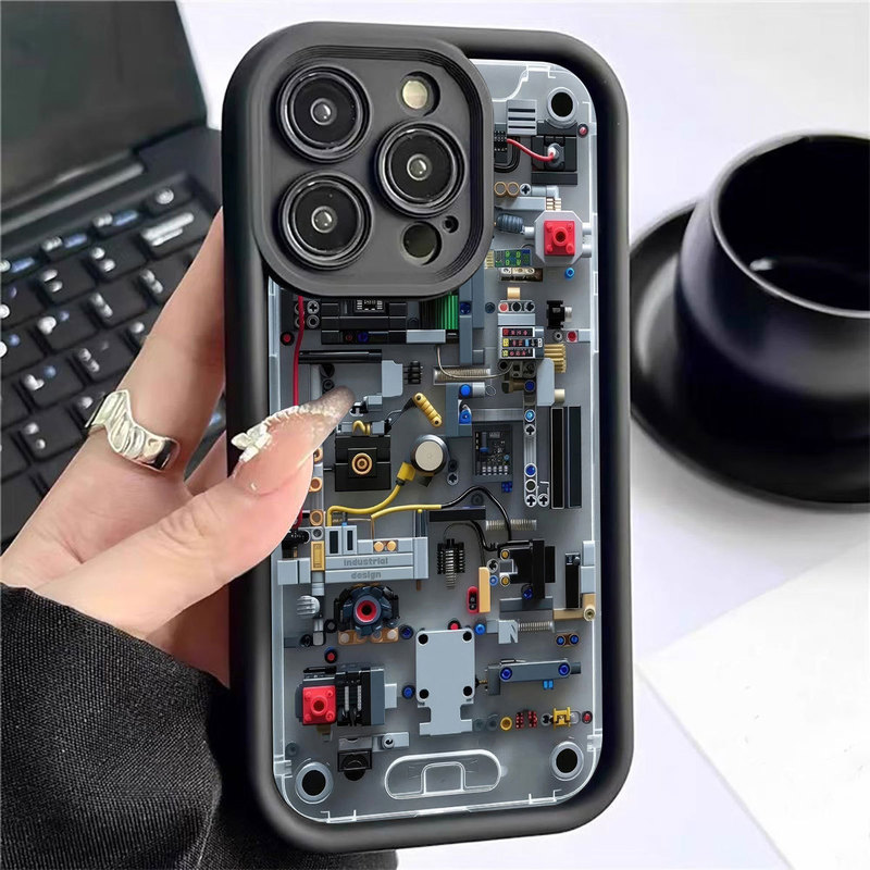 Internal Structure Ladder Black New Groove Suitable for Iphone14/15/16/17Promax Mobile Phone Case