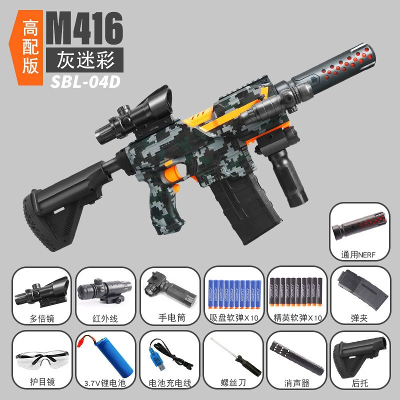 Electric soft‑bullet rifle toy, realistic automatic shooting, camo variants, e‑commerce box