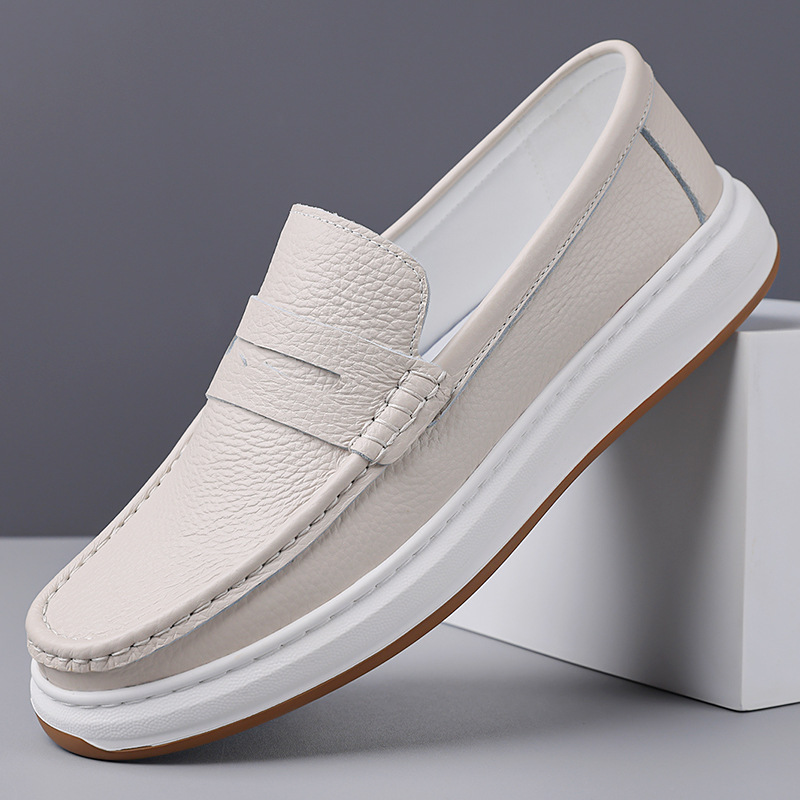 Kişi dəri loafer ayaqqabısı, yumşaq altlıqlı, nəfəs alan