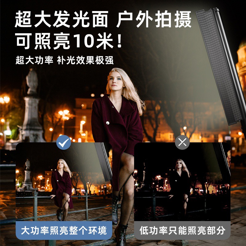 Venta directa de fábrica RGB Luz de relleno Luz Portátil de dos colores temperatura a todo color de relleno de luz mano palo LED fotografía atmósfera Luz