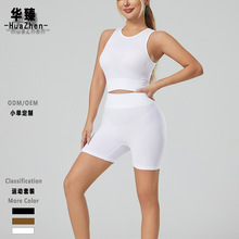 欧美无缝针织运动套装春夏短款紧身美背性感运动内衣瑜伽服套装女