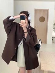 韩系宽松立领设计感春秋外套女新款时尚显瘦百搭休闲慵懒风衣