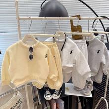 刺绣卫衣套装2025秋季新款儿童洋气简约宽松韩版休闲运动服