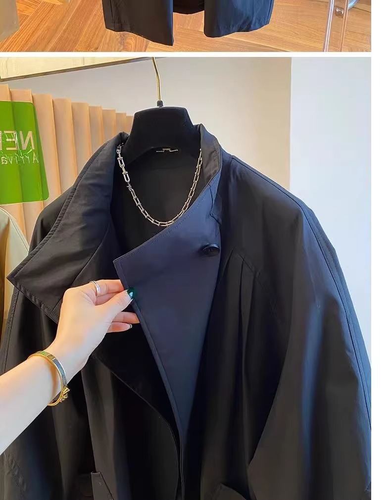 Spring Large Size Women's Clothing Casual Loose Medium And Long Small Trench Coat_ecoleips.com