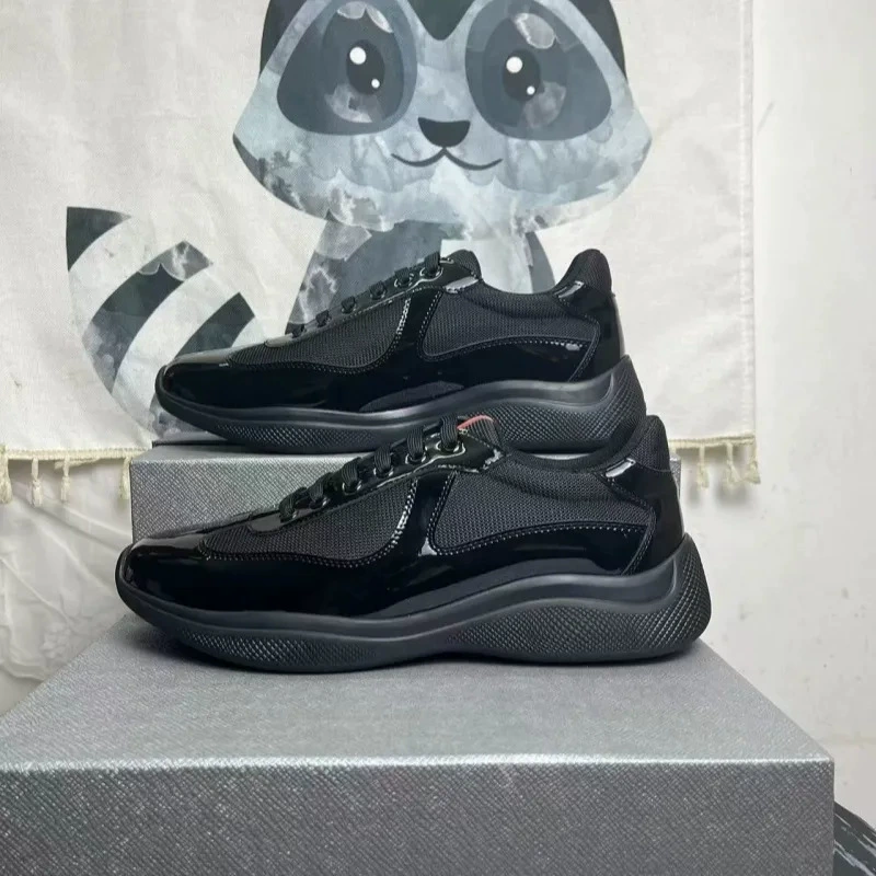 В наличии America Cup черный короб P бренд из коровьей кожи с комбинированным холстом повседневные стильные модные туфли спортивные большие размеры