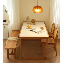 岩板樱桃木餐桌实木耐磨北欧家用小户型客厅长方形饭桌椅组合