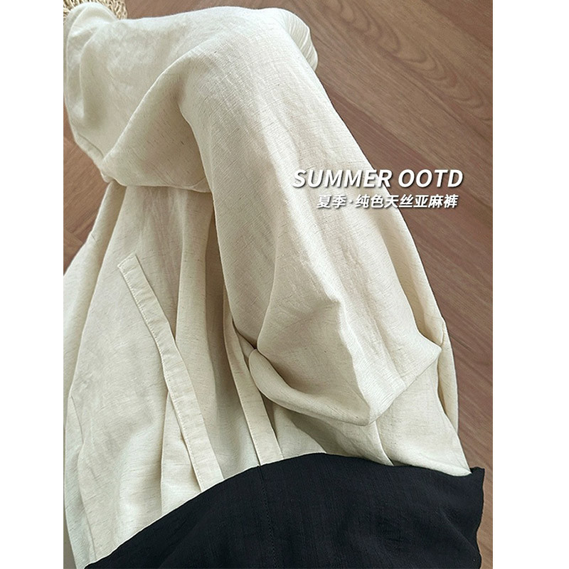 棉麻弯刀裤女夏季薄2025新款休闲宽松显瘦高腰垂感亚麻气球阔腿裤