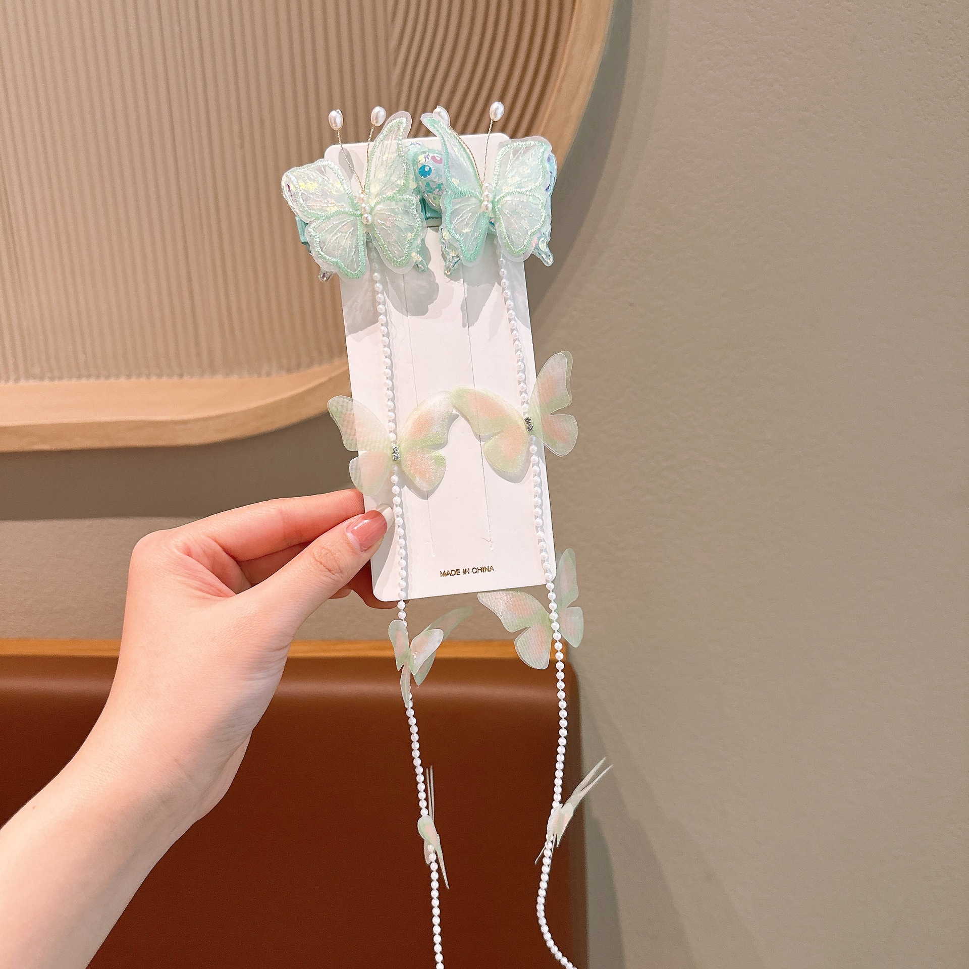 Niños perlas mariposa trenzado cadena de cabello niñas dulces bordes trenzado cabello de cabello niñas tarjeta de cabello princesa tocado