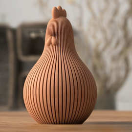 跨境新品3D打印摆件公鸡Easter Chicken复活节竖纹蛋