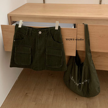 WGWE秋季新款美式复古辣妹a字工装裙显瘦高腰牛仔短款半身裙W7126