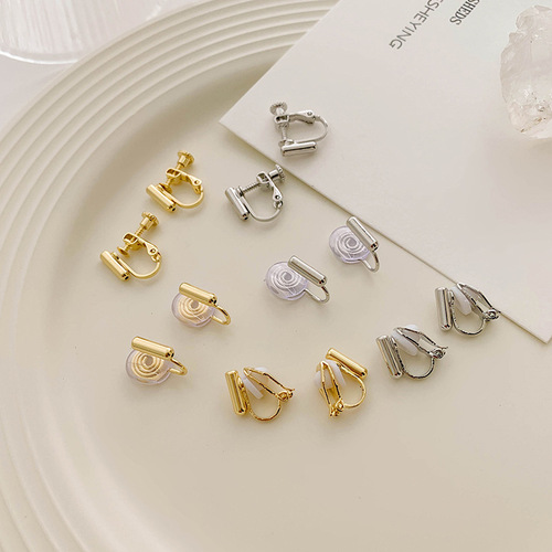 Ear clip converter ear studs without piercing ear clip ear needle converter painless invisible mosquito coil disc cushioned spiral triangle