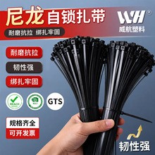 威航尼龙扎带多规格多尺寸黑色100条自锁式捆绑绳索束线带韧性好