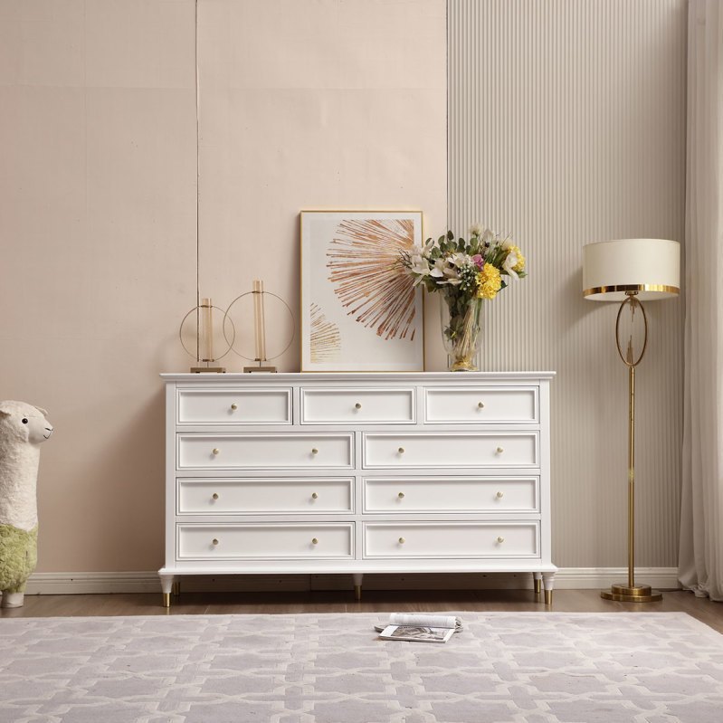 Solid Wood Minimalist Chest of Drawers Storage Cabinet Bedside Cabinet 5/7/9-Drawer Unit Home Storage Cabinet with Multiple Layers