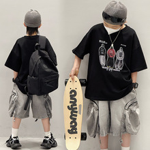 男童短袖t恤2025新款夏季中大儿童痞帅潮酷上衣薄款男孩夏装T韩版