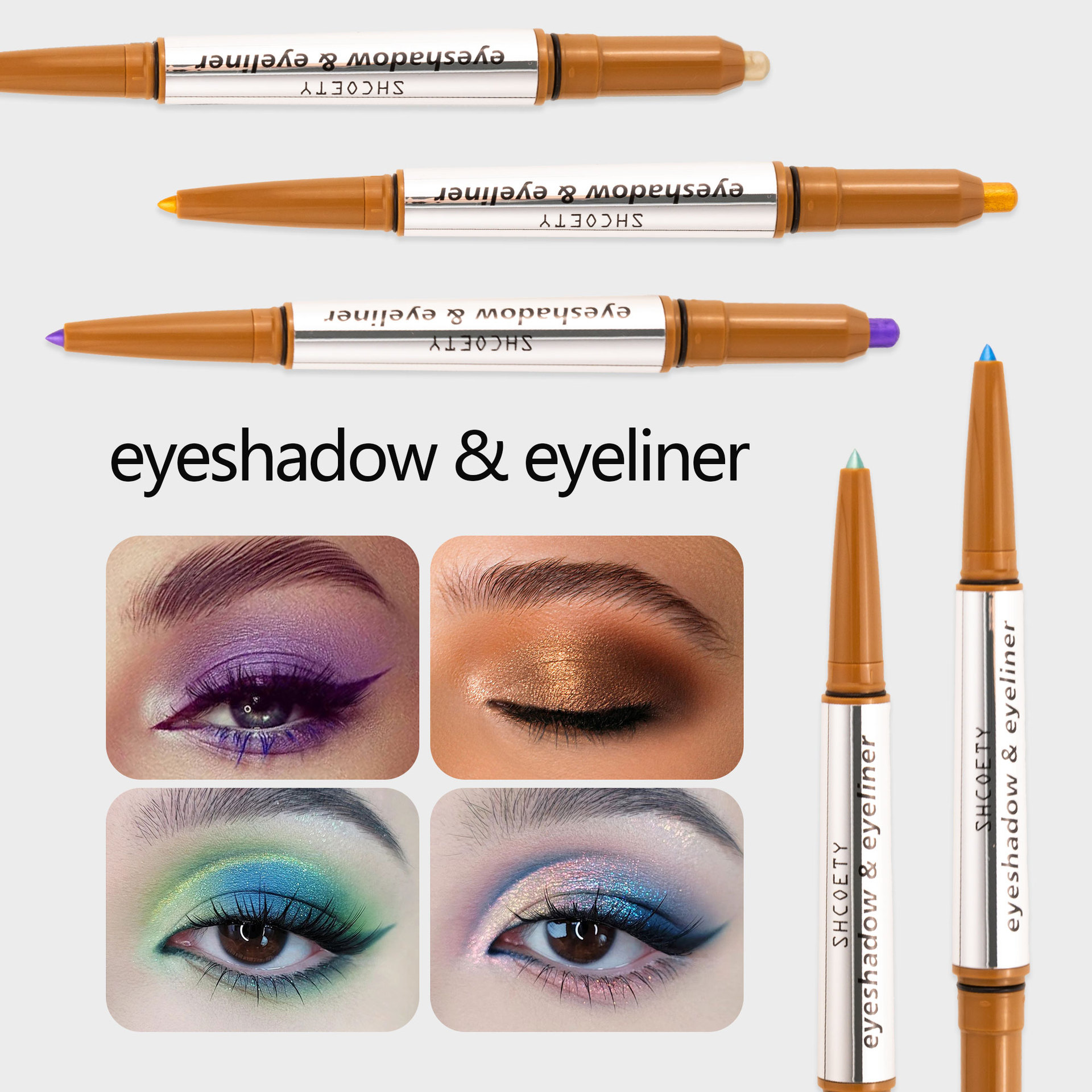 SHCOETY dual-head eyeshadow and eyeliner pen two-in-one lazy person high-gloss eyeshadow stick, waterproof and non-smudging, multi-color cross-border undefined